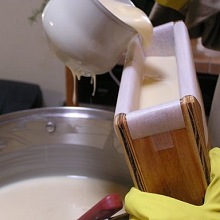 Cold process soapmaking.