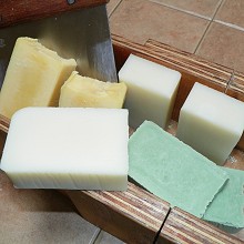 Fresh soap, sliced and ready for use.
